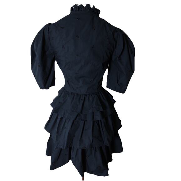 ULLA JOHNSON Linnea Tiered Embroidered Cotton Poplin Mini Dress Size 00 - Picture 10 of 15